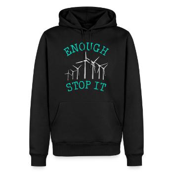 Nein zu Windrädern, genug, hört auf damit - Männer Premium Bio Hoodie - Schwarz - Vorne - Nico (187cm)