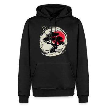 Bonsaï Art Coucher de soleil japonais - Sweat à capuche Premium bio Homme - noir - Devant - Nico (187cm)