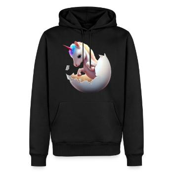 Einhorn aus dem Ei - Männer Premium Bio Hoodie - Schwarz - Vorne - Nico (187cm)