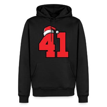 41 Numéro Noël - Sweat à capuche Premium bio Homme - noir - Devant - Nico (187cm)