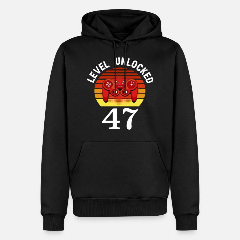 Niveau 47 débloqué 47 Anniversaire 47 ans - Sweat à capuche Premium bio Homme - noir