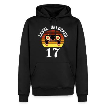 Level 17 unlocked 17 Geburtstag 17 Jahre alt - Männer Premium Bio Hoodie - Schwarz - Vorne - Nico (187cm)