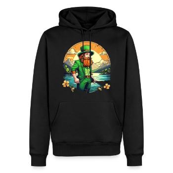 St. Patrick's Day Kleeblatt Angeln - Männer Premium Bio Hoodie - Schwarz - Vorne - Nico (187cm)