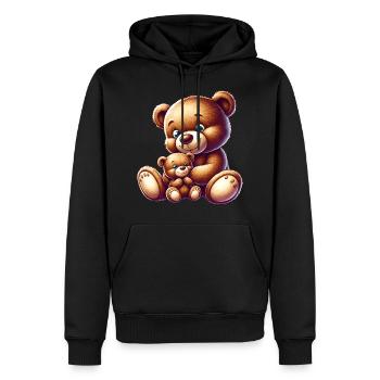 Maman ours mignonne avec bébé - Sweat à capuche Premium bio Homme - noir - Devant - Nico (187cm)