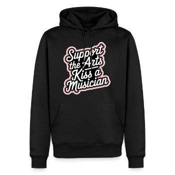 Support The Arts Kiss A Musician 4 - Männer Premium Bio Hoodie - Schwarz - Vorne - Nico (187cm)