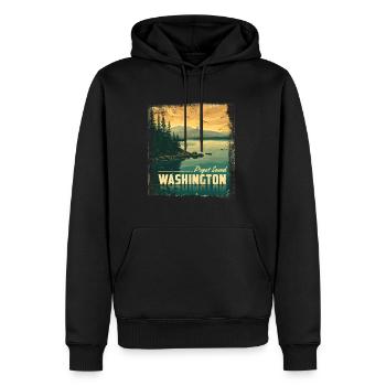 Puget Sound État de Washington Rétro Vintage - Sweat à capuche Premium bio Homme - noir - Devant - Nico (187cm)