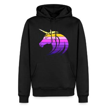 Einhorn - Synthwave - Männer Premium Bio Hoodie - Schwarz - Vorne - Nico (187cm)