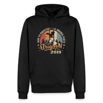 Original Millésime 2019 Millésime 2019 Anniversaire - Sweat à capuche Premium bio Homme - noir - Devant - Nico (187cm)