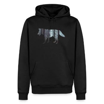 loup - Sweat à capuche Premium bio Homme - noir - Devant - Nico (187cm)