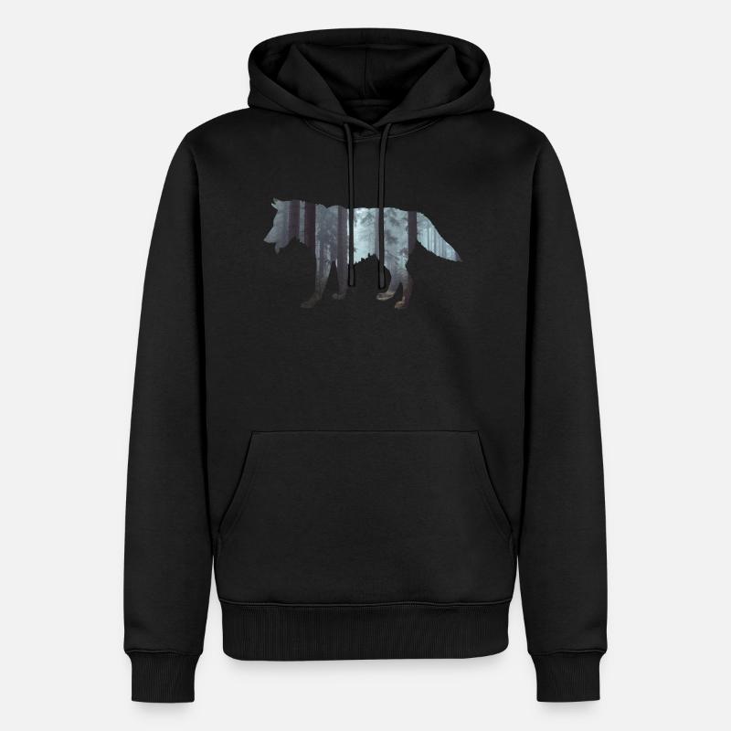 loup - Sweat à capuche Premium bio Homme - noir