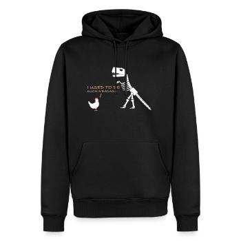 J’avais l’habitude d’être un tel badass | Dinosaure, Poulet - Sweat à capuche Premium bio Homme - noir - Devant - Nico (187cm)
