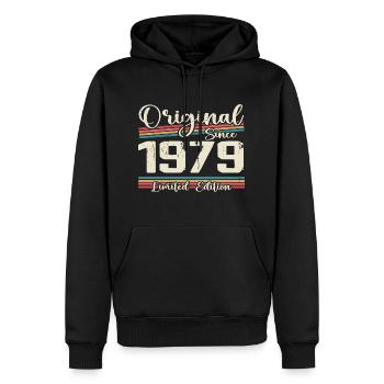 1979 Cadeau D’anniversaire Rétro Vintage 1979 - Sweat à capuche Premium bio Homme - noir - Devant - Nico (187cm)