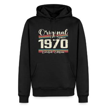 1970 Cadeau D’anniversaire Rétro Vintage 1970 - Sweat à capuche Premium bio Homme - noir - Devant - Nico (187cm)