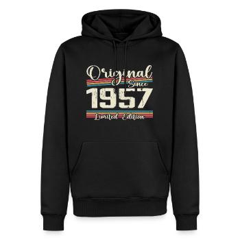 1957 Vintage Retro Geburtstagsgeschenk 1957 - Männer Premium Bio Hoodie - Schwarz - Vorne - Nico (187cm)