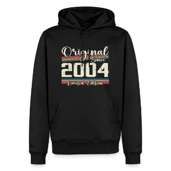 2004 Cadeau D’anniversaire Rétro Vintage 2004 - Sweat à capuche Premium bio Homme - noir - Devant - Nico (187cm)