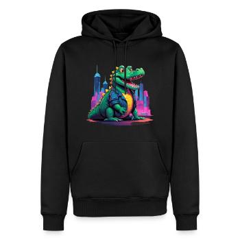 Cool crocodile in the city - Men’s Premium Organic Hoodie - black - Front - Nico (187cm)