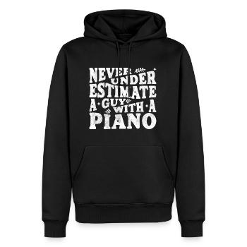 Ne sous-estimez jamais un homme avec un piano - Sweat à capuche Premium bio Homme - noir - Devant - Nico (187cm)