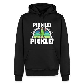 Pickle Pickelball Gurke Schläger Lustig - Männer Premium Bio Hoodie - Schwarz - Vorne - Nico (187cm)