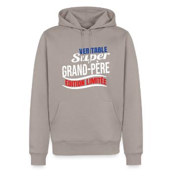 Véritable super grand père édition limitée papy - Sweat à capuche Premium bio Homme - taupe - Devant - Nico (187cm)