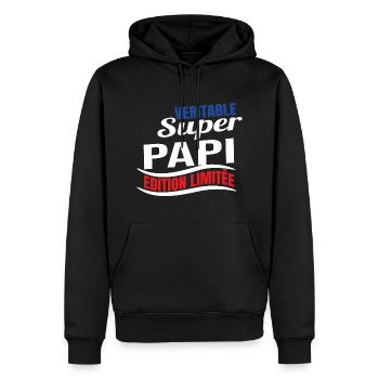 Véritable super papi édition limitée grand-père - Sweat à capuche Premium bio Homme - noir - Devant - Nico (187cm)