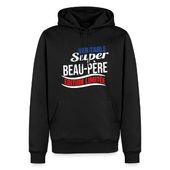 Véritable super beau père édition limité beau papa - Sweat à capuche Premium bio Homme - noir - Devant - Nico (187cm)