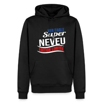 Véritable super neveu édition limitée - Sweat à capuche Premium bio Homme - noir - Devant - Nico (187cm)