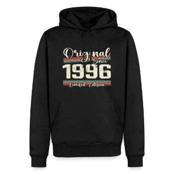 1996 Cadeau D’anniversaire Rétro Vintage 1996 - Sweat à capuche Premium bio Homme - noir - Devant - Nico (187cm)