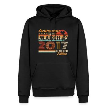 März 2017 Jahrgang 2017 Retro Geburtstagsgeschenk - Männer Premium Bio Hoodie - Schwarz - Vorne - Nico (187cm)