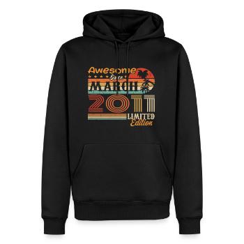 Mars 2011 Vintage 2011 rétro cadeau d’anniversaire - Sweat à capuche Premium bio Homme - noir - Devant - Nico (187cm)