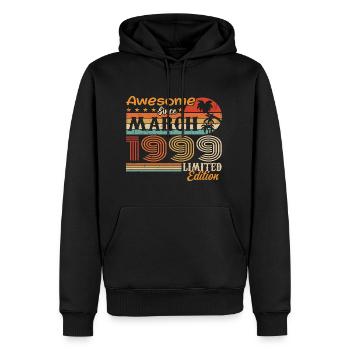 März 1999 Jahrgang 1999 Retro Geburtstagsgeschenk - Männer Premium Bio Hoodie - Schwarz - Vorne - Nico (187cm)