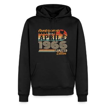 Les légendes sont nées en avril 1966 - Sweat à capuche Premium bio Homme - noir - Devant - Nico (187cm)