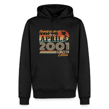 Les légendes sont nées en avril 2001 - Sweat à capuche Premium bio Homme - noir - Devant - Nico (187cm)