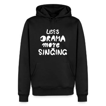 moins de drame plus de chant weiss - Sweat à capuche Premium bio Homme - noir - Devant - Nico (187cm)