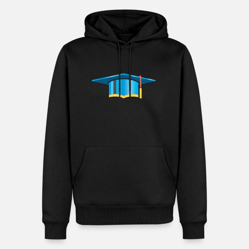 Doktorhut Abschluss Hut Mörtelbrett - Männer Premium Bio Hoodie - Schwarz