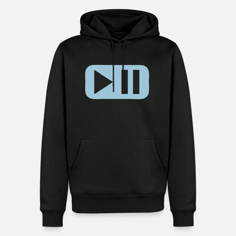 pause play button - Men’s Premium Organic Hoodie - black