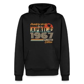 Les légendes sont nées en avril 1967 - Sweat à capuche Premium bio Homme - noir - Devant - Nico (187cm)