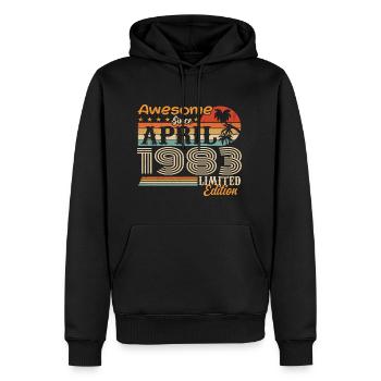 Les légendes sont nées en avril 1983 - Sweat à capuche Premium bio Homme - noir - Devant - Nico (187cm)