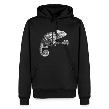 Chamäleon mit Ukulele schwarz weiß - Männer Premium Bio Hoodie - Schwarz - Vorne - Nico (187cm)