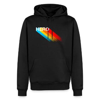 Held - Männer Premium Bio Hoodie - Schwarz - Vorne - Nico (187cm)