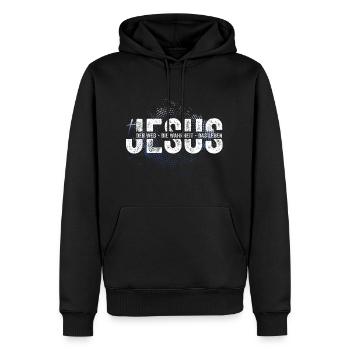 JESUS CHRISTUS Christlich Geschenkidee Christ - Männer Premium Bio Hoodie - Schwarz - Vorne - Nico (187cm)