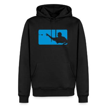 flechette logo joueur - Sweat à capuche Premium bio Homme - noir - Devant - Nico (187cm)