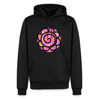 Spiral flower - Men’s Premium Organic Hoodie - black - Front - Nico (187cm)