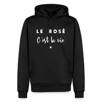 Le rosé c est la vie - Sweat à capuche Premium bio Homme - noir - Devant - Nico (187cm)