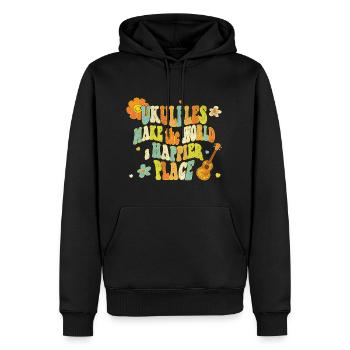 Les ukulélés rendent le monde plus heureux - Sweat à capuche Premium bio Homme - noir - Devant - Nico (187cm)