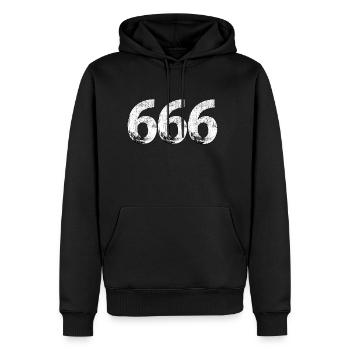 666 numéro du diable - Sweat à capuche Premium bio Homme - noir - Devant - Nico (187cm)