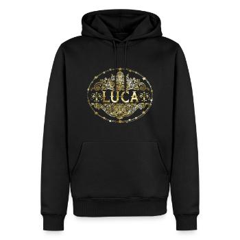 Luca - Männer Premium Bio Hoodie - Schwarz - Vorne - Nico (187cm)