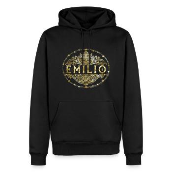 Emilio - Sweat à capuche Premium bio Homme - noir - Devant - Nico (187cm)