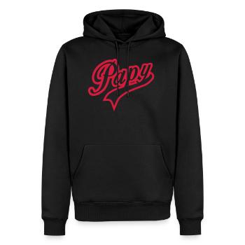 papy logo 150 - Sweat à capuche Premium bio Homme - noir - Devant - Nico (187cm)