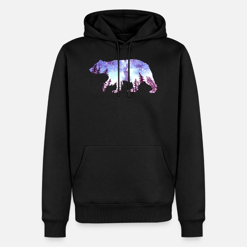 Bär Nachthimmel Wald - Männer Premium Bio Hoodie - Schwarz
