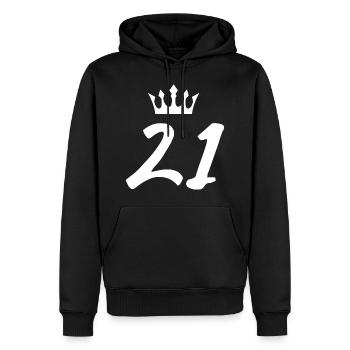 21 Number crown - Men’s Premium Organic Hoodie - black - Front - Nico (187cm)